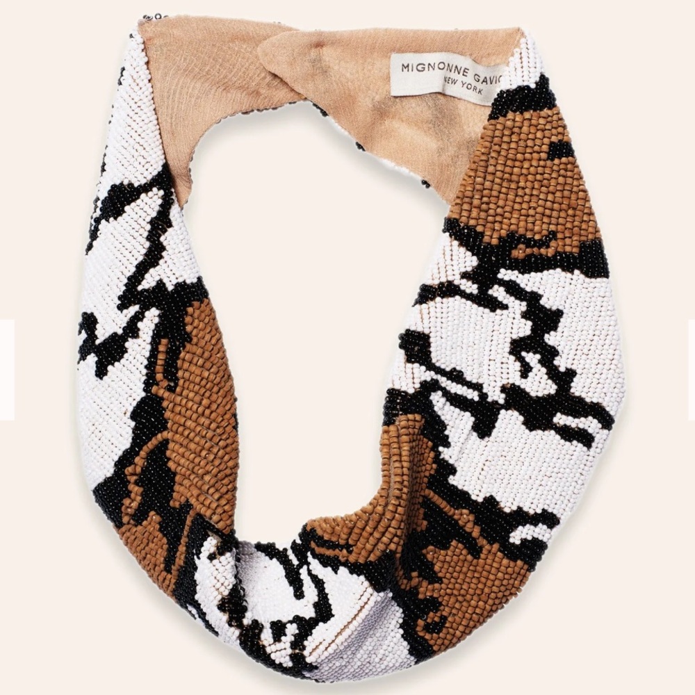Mignonne Gavigan Beaded Scarf - Black, White, and Brown